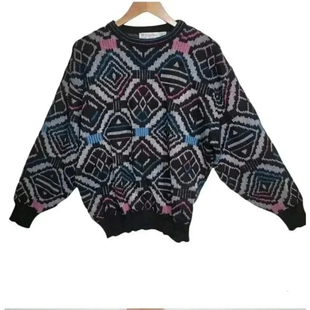 St. Croix Bert Schroeder Vintage Black Wool Blend Sweater Men's Size Medium